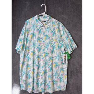 Tipsy Elves XXL White Palm Tree Print Short Sleeve Button Up Shirt